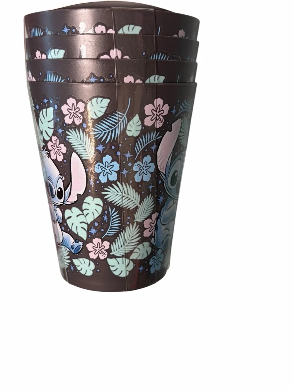 Disney Stitch Dark Gray Palm Fronds Tropical 16 Oz. Tumbler Cups
